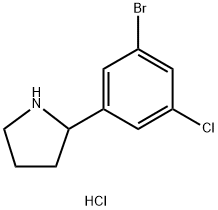 2-(3-bromo-5-chlorophenyl)pyrrolidine hydrochloride 结构式