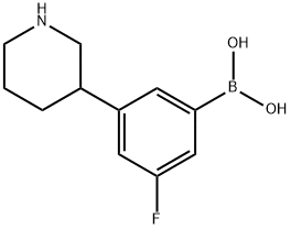 3-(Piperidin-3-yl)-5-fluorophenylboronic acid 结构式