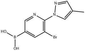 5-Bromo-6-(4-methyl-1H-pyrazol-1-yl)pyridine-3-boronic acid 结构式