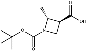 (2R,3S)-1-(叔丁氧羰基)-2-甲基氮杂环丁烷-3-羧酸 结构式