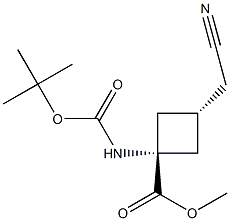 methyl trans-1-{[(tert-butoxy)carbonyl]amino}-3-(cyanomethyl)cyclobutane-1-carboxylate 结构式