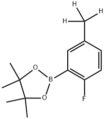 2-(2-fluoro-5-(methyl-d3)phenyl)-4,4,5,5-tetramethyl-1,3,2-dioxaborolane 结构式