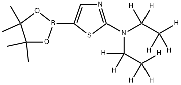 N,N-bis(ethyl-d5)-5-(4,4,5,5-tetramethyl-1,3,2-dioxaborolan-2-yl)thiazol-2-amine 结构式