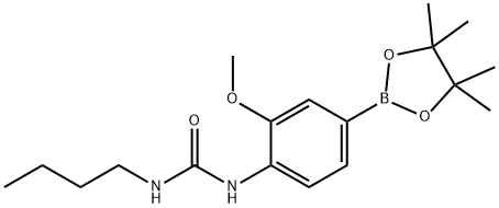 1-butyl-3-(2-methoxy-4-(4,4,5,5-tetramethyl-1,3,2-dioxaborolan-2-yl)phenyl)urea 结构式