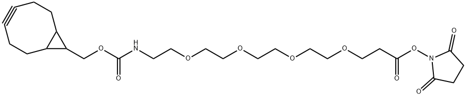 5,8,11,14-Tetraoxa-2-azaheptadecanedioic acid, 1-(bicyclo[6.1.0]non-4-yn-9-ylmethyl) 17-(2,5-dioxo-1-pyrrolidinyl) ester 结构式