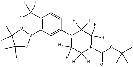 tert-butyl 4-(3-(4,4,5,5-tetramethyl-1,3,2-dioxaborolan-2-yl)-4-(trifluoromethyl)phenyl)piperazine-1-carboxylate-2,2,3,3,5,5,6,6-d8 结构式