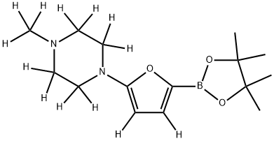 1-(methyl-d3)-4-(5-(4,4,5,5-tetramethyl-1,3,2-dioxaborolan-2-yl)furan-2-yl-3,4-d2)piperazine-2,2,3,3,5,5,6,6-d8 结构式