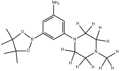 3-(4-(methyl-d3)piperazin-1-yl-2,2,3,3,5,5,6,6-d8)-5-(4,4,5,5-tetramethyl-1,3,2-dioxaborolan-2-yl)aniline 结构式