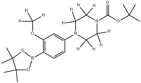 tert-butyl 4-(3-(methoxy-d3)-4-(4,4,5,5-tetramethyl-1,3,2-dioxaborolan-2-yl)phenyl)piperazine-1-carboxylate-2,2,3,3,5,5,6,6-d8 结构式