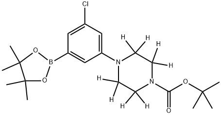 tert-butyl 4-(3-chloro-5-(4,4,5,5-tetramethyl-1,3,2-dioxaborolan-2-yl)phenyl)piperazine-1-carboxylate-2,2,3,3,5,5,6,6-d8 结构式