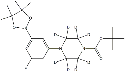 tert-butyl 4-(3-fluoro-5-(4,4,5,5-tetramethyl-1,3,2-dioxaborolan-2-yl)phenyl)piperazine-1-carboxylate-2,2,3,3,5,5,6,6-d8 结构式