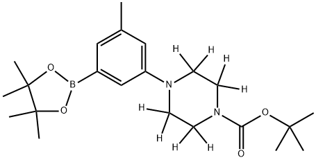 tert-butyl 4-(3-methyl-5-(4,4,5,5-tetramethyl-1,3,2-dioxaborolan-2-yl)phenyl)piperazine-1-carboxylate-2,2,3,3,5,5,6,6-d8 结构式