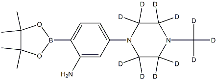 5-(4-(methyl-d3)piperazin-1-yl-2,2,3,3,5,5,6,6-d8)-2-(4,4,5,5-tetramethyl-1,3,2-dioxaborolan-2-yl)aniline 结构式