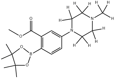 methyl 5-(4-(methyl-d3)piperazin-1-yl-2,2,3,3,5,5,6,6-d8)-2-(4,4,5,5-tetramethyl-1,3,2-dioxaborolan-2-yl)benzoate 结构式