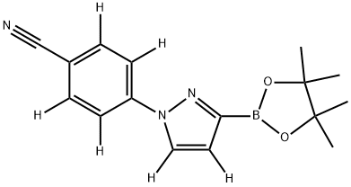 4-(3-(4,4,5,5-tetramethyl-1,3,2-dioxaborolan-2-yl)-1H-pyrazol-1-yl-4,5-d2)benzonitrile-d4 结构式