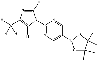 2-(4-(methyl-d3)-1H-imidazol-1-yl-2,5-d2)-5-(4,4,5,5-tetramethyl-1,3,2-dioxaborolan-2-yl)pyrimidine 结构式