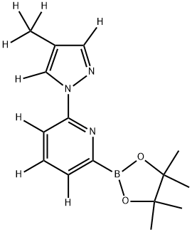2-(4-(methyl-d3)-1H-pyrazol-1-yl-3,5-d2)-6-(4,4,5,5-tetramethyl-1,3,2-dioxaborolan-2-yl)pyridine-3,4,5-d3 结构式