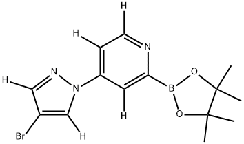 4-(4-bromo-1H-pyrazol-1-yl-3,5-d2)-2-(4,4,5,5-tetramethyl-1,3,2-dioxaborolan-2-yl)pyridine-3,5,6-d3 结构式