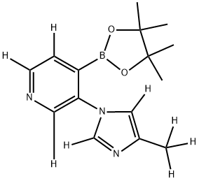 3-(4-(methyl-d3)-1H-imidazol-1-yl-2,5-d2)-4-(4,4,5,5-tetramethyl-1,3,2-dioxaborolan-2-yl)pyridine-2,5,6-d3 结构式