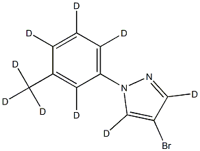 4-bromo-1-(3-(methyl-d3)phenyl-2,4,5,6-d4)-1H-pyrazole-3,5-d2 结构式