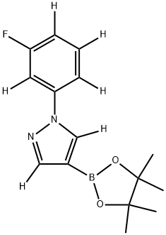 1-(3-fluorophenyl-2,4,5,6-d4)-4-(4,4,5,5-tetramethyl-1,3,2-dioxaborolan-2-yl)-1H-pyrazole-3,5-d2 结构式