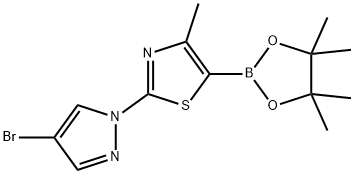 2-(4-bromo-1H-pyrazol-1-yl)-4-methyl-5-(4,4,5,5-tetramethyl-1,3,2-dioxaborolan-2-yl)thiazole 结构式
