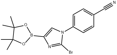 4-(2-bromo-4-(4,4,5,5-tetramethyl-1,3,2-dioxaborolan-2-yl)-1H-imidazol-1-yl)benzonitrile 结构式