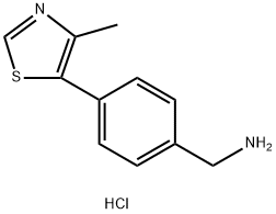 (4-(4-Methylthiazol-5-yl)phenyl)methanamine hydrochloride 结构式