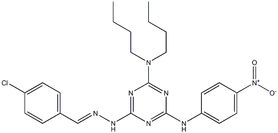 4-chlorobenzaldehyde (4-(dibutylamino)-6-{4-nitroanilino}-1,3,5-triazin-2-yl)hydrazone 结构式