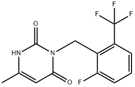 2,4(1H,3H)-Pyrimidinedione, 3-[[2-fluoro-6-(trifluoromethyl)phenyl]methyl]-6-methyl- 结构式
