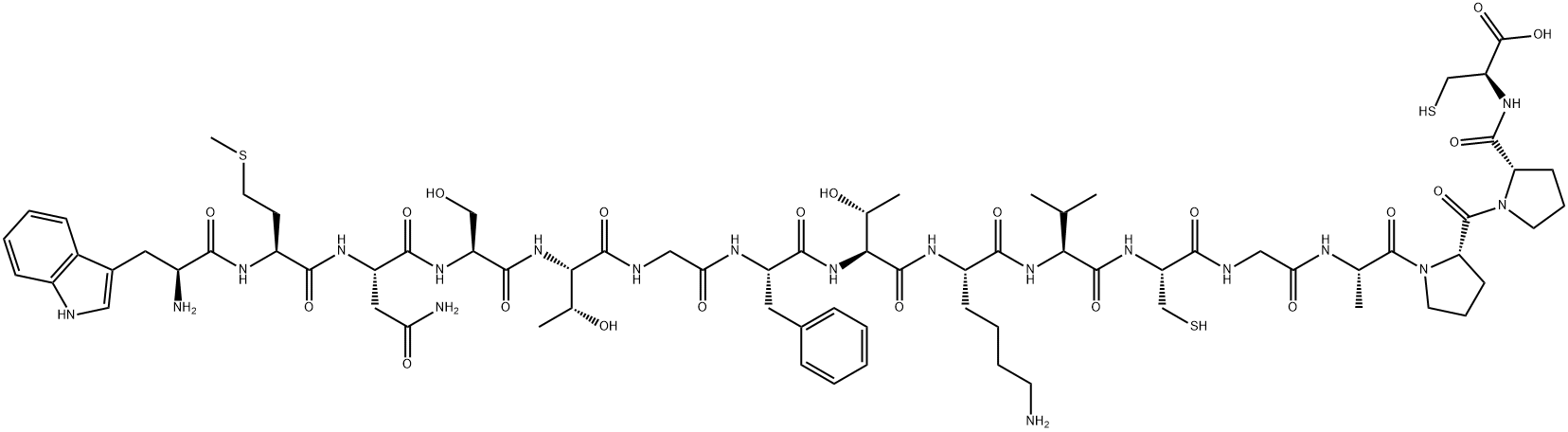L-Cysteine, L-tryptophyl-L-methionyl-L-asparaginyl-L-seryl-L-threonylglycyl-L-phenylalanyl-L-threonyl-L-lysyl-L-valyl-L-cysteinylglycyl-L-alanyl-L-prolyl-L-prolyl- 结构式