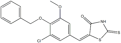 5-[4-(benzyloxy)-3-chloro-5-methoxybenzylidene]-2-thioxo-1,3-thiazolidin-4-one 结构式