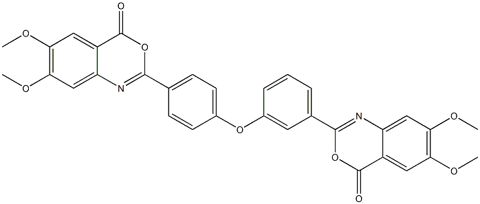 2-{3-[4-(6,7-dimethoxy-4-oxo-4H-3,1-benzoxazin-2-yl)phenoxy]phenyl}-6,7-dimethoxy-4H-3,1-benzoxazin-4-one 结构式