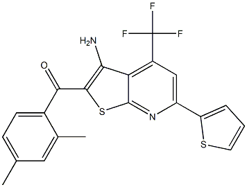 [3-amino-6-(2-thienyl)-4-(trifluoromethyl)thieno[2,3-b]pyridin-2-yl](2,4-dimethylphenyl)methanone 结构式