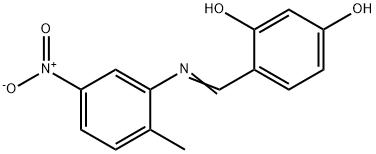 4-{[(2-methyl-5-nitrophenyl)imino]methyl}-1,3-benzenediol 结构式