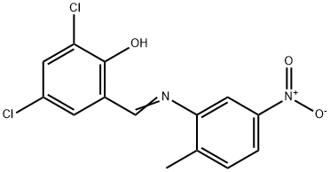 2,4-dichloro-6-{[(2-methyl-5-nitrophenyl)imino]methyl}phenol 结构式