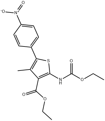 3-(乙氧基羰基)-4-甲基-5-(4-硝基苯基)噻吩-2-基氨基甲酸乙酯 结构式