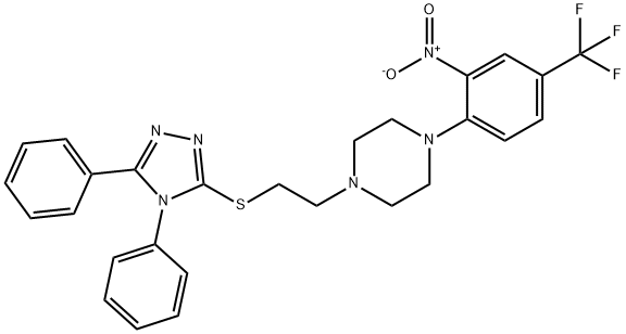 1-{2-[(4,5-diphenyl-4H-1,2,4-triazol-3-yl)sulfanyl]ethyl}-4-[2-nitro-4-(trifluoromethyl)phenyl]piperazine 结构式