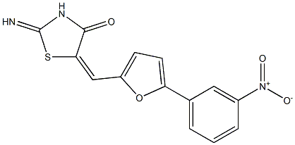 5-[(5-{3-nitrophenyl}-2-furyl)methylene]-2-imino-1,3-thiazolidin-4-one 结构式