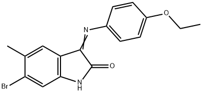 6-bromo-3-[(4-ethoxyphenyl)imino]-5-methyl-1,3-dihydro-2H-indol-2-one 结构式