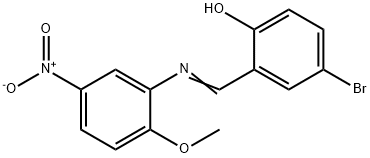 4-bromo-2-{[(2-methoxy-5-nitrophenyl)imino]methyl}phenol 结构式