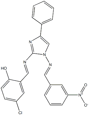 4-chloro-2-({[1-({3-nitrobenzylidene}amino)-4-phenyl-1H-imidazol-2-yl]imino}methyl)phenol 结构式