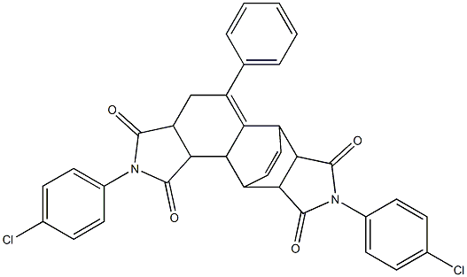 5,14-bis(4-chlorophenyl)-9-phenyl-5,14-diazapentacyclo[9.5.2.0~2,10~.0~3,7~.0~12,16~]octadeca-9,17-diene-4,6,13,15-tetrone 结构式