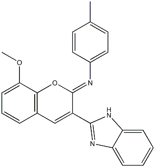 N-[3-(1H-benzimidazol-2-yl)-8-methoxy-2H-chromen-2-ylidene]-N-(4-methylphenyl)amine 结构式