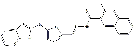 N'-{[5-(1H-benzimidazol-2-ylsulfanyl)-2-furyl]methylene}-3-hydroxy-2-naphthohydrazide 结构式