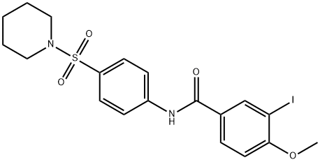 3-iodo-4-methoxy-N-[4-(1-piperidinylsulfonyl)phenyl]benzamide 结构式