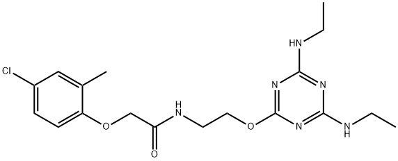 N-(2-{[4,6-bis(ethylamino)-1,3,5-triazin-2-yl]oxy}ethyl)-2-(4-chloro-2-methylphenoxy)acetamide 结构式