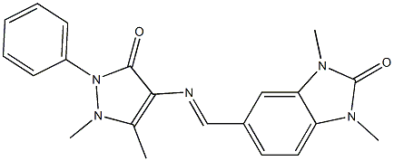 5-{[(1,5-dimethyl-3-oxo-2-phenyl-2,3-dihydro-1H-pyrazol-4-yl)imino]methyl}-1,3-dimethyl-1,3-dihydro-2H-benzimidazol-2-one 结构式