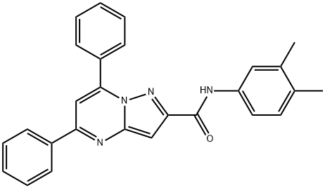 N-(3,4-dimethylphenyl)-5,7-diphenylpyrazolo[1,5-a]pyrimidine-2-carboxamide 结构式