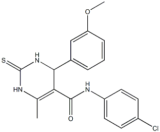 N-(4-chlorophenyl)-4-(3-methoxyphenyl)-6-methyl-2-thioxo-1,2,3,4-tetrahydro-5-pyrimidinecarboxamide 结构式